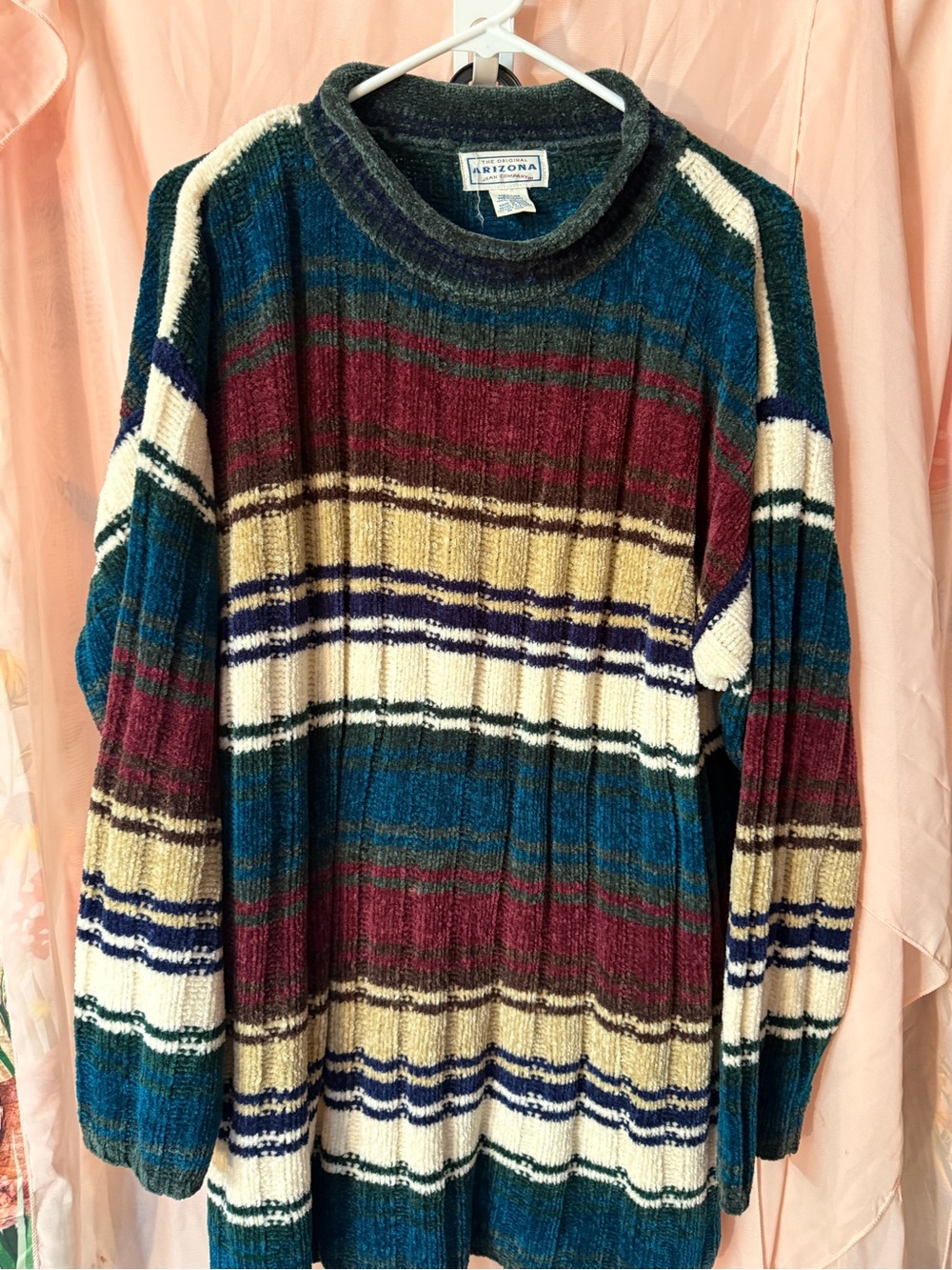 Arizona Jean Company Striped Crewneck Sweater - Teal, Burgundy, Cream, Navy